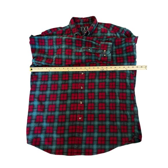 Vintage Studio 90s Vintage JAB Red/Teal Plaid Flannel Size L Lumberjack Grunge - Picture 3 of 7